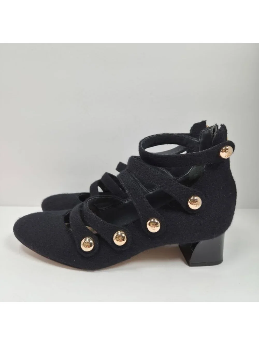 Tory Burch Marisa Women's Black Suede Studded Strappy Heels US Size 10M